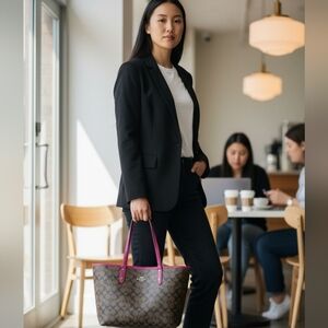 Coach F36658 Reversible City Tote Signature Brown Fuchsia Pink Leather Bag